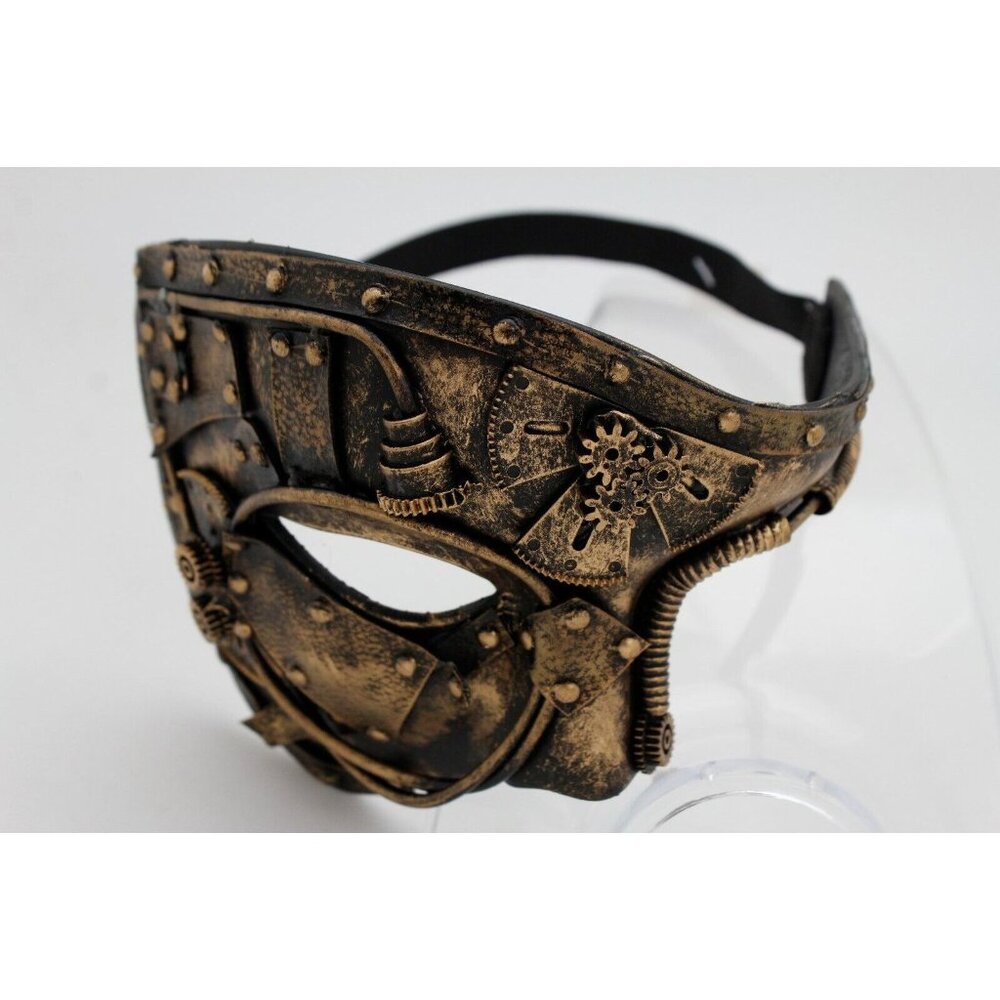 Men Women Gold Halloween Costume Half Face Mask Steampunk Rave Mardi Gras Party